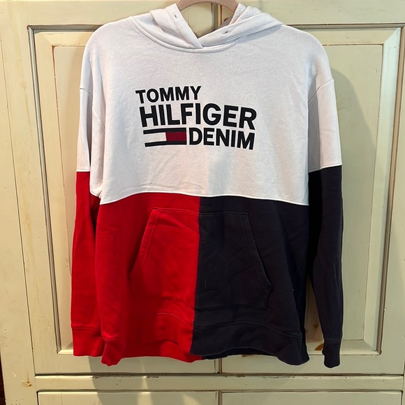 Tommy Hilfiger, long sleeve color block  hoodie sweatshirt - Picture 1 of 8